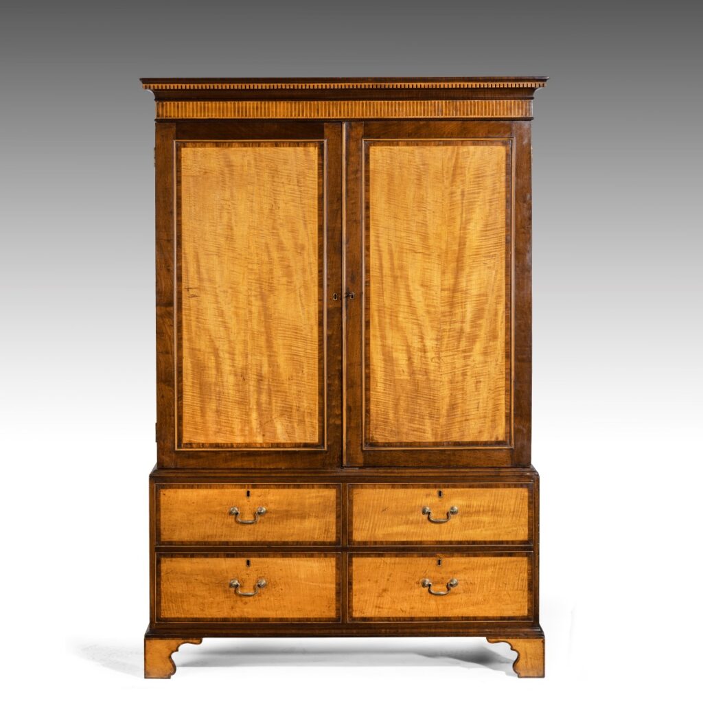 A George III satinwood Linen Press