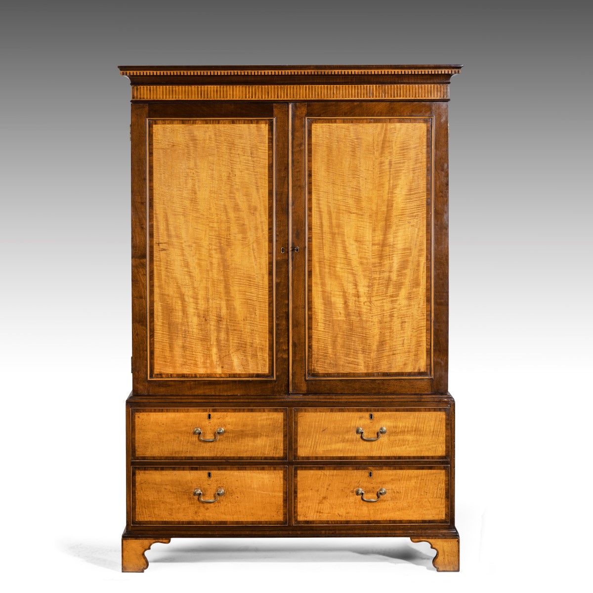 A George III satinwood Linen Press