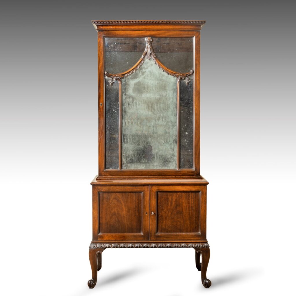 18th century mahogany mirror door Cabinet