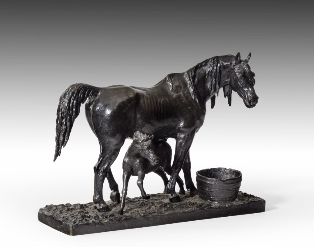 19th century bronze horse and foal stamped FRATIN.